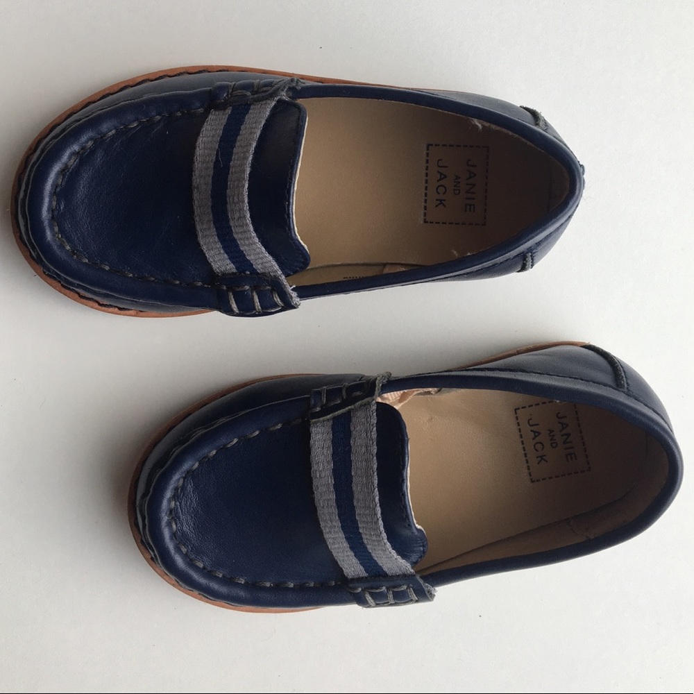 Janie and Jack Blue Leather Boys Loafers